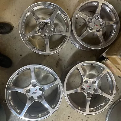 00-04 Chevy C5 Corvette Staggered 5 Spoke OEM Wheels Set  4Polished 5102/5104 • $900