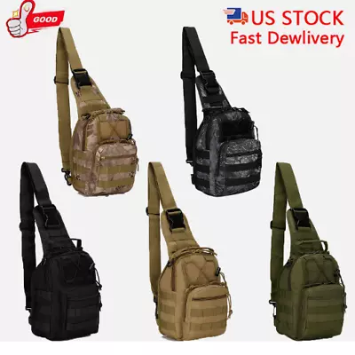 Outdoor Tactical Sling Bag Military MOLLE Crossbody Pack Chest Shoulder Backpack • $15.19