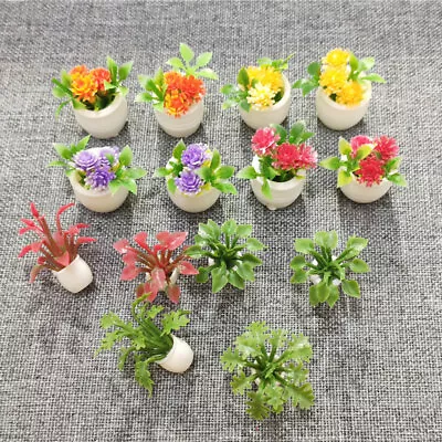 1/12 14PCS Dollhouse Miniature Resin Plant Multicolor Flower With Pot Garden • $12.95