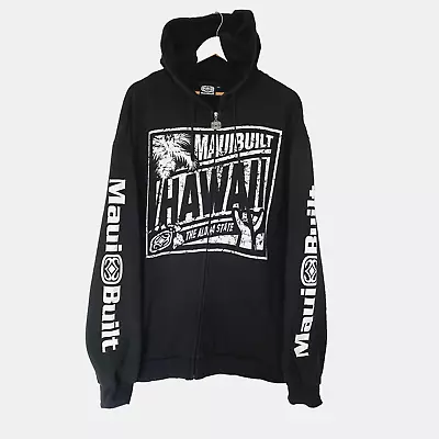 Maui Built Black Full Zip Sweatshirt Hoodie Mens XXL 2XL Surf Hawaii • $40