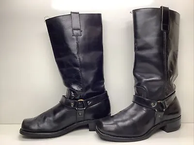 Vtg Mens Unbranded Sq Toe Harness Motorcycle Black Boots Size 8.5 D • $79.99