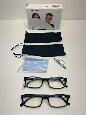 Computer Glasses UV Protection Anti Blue Rays Anti Glare 2 Pair +1.00 Strength • $14.36