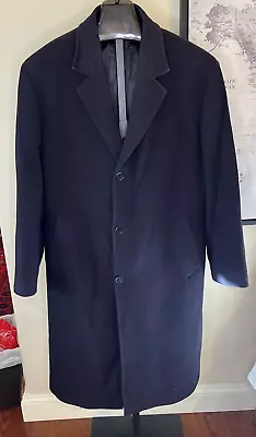 Men’s L Saks Fifth Ave Cashmere Made Italy Navy Overcoat L See Measurements Navy • $99.99