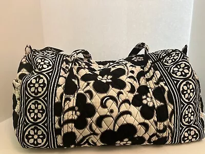 Vera Bradley Day & Night Black & White Flower Print Large Overnight Duffle Bag • $24.99