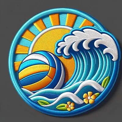 Retro Ocean Wave Patch Iron-on Applique Clothing Vest Jacket Flowers Volleyball • $3.99