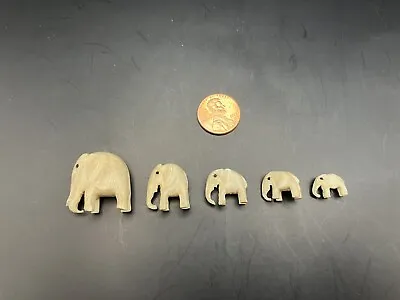 5 Vintage Miniature Small Stone Elephants In Descending Size Animals Figurines • $15