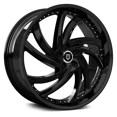 24 Inch 24x9 Lexani TURBINE Gloss Black Wheels Rims 5x120 +15 • $2181.36