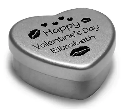 Personalised Heart Shaped Tin Valentine's Day Gift Sweets Or Candle • £3.49