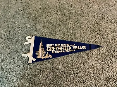 1960s Henry Ford Museum & Greenfield Village Blue Felt Pennant Dearborn Michigan • $31.50