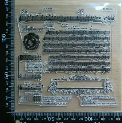 Clear Acrylic Unmounted Stamp Vintage Style Sheet Music Background Musical Notes • £3.99