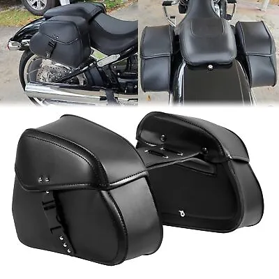 Motorcycle PU Leather Side Saddle Bags For Yamaha V Star XVS 650 950 1100 1300 • $65.99