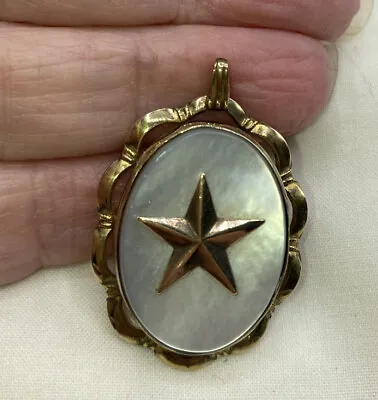 Rare & Unusual Vintage Gold Filled Locket Pendant With Star & Locket In Back • $35