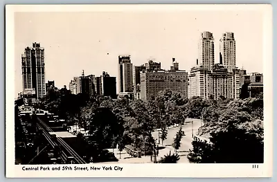 RPPC Vintage Postcard - New York - Central Park And 59th Street - Unposted • $13.59
