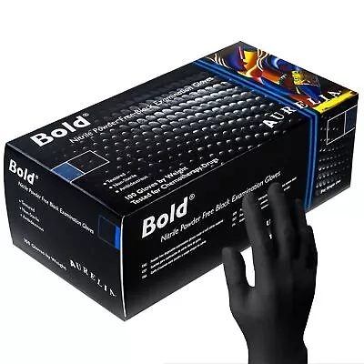 Aurelia Bold Black Disposable Blue Clear Gloves Nitrile Vinyl Latex Food Medical • £8.99