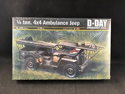 Italeri D-Day 1/4 Ton. 4x4 Ambulance Jeep 1:35 Scale Plastic Model Kit 326 NISB • $20