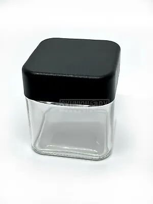 3oz Child Resistant SQUARE Glass Jars For One Eighth Or 3.5g Flower (2 Pack!) • $10.99