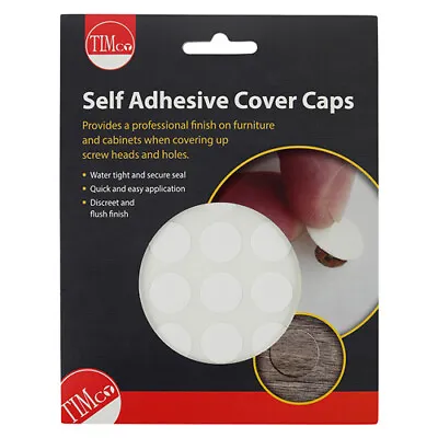 SELF ADHESIVE HOLE COVER CAPS Screw Head Hide Wood Grain Furniture 18mm White • £1.99