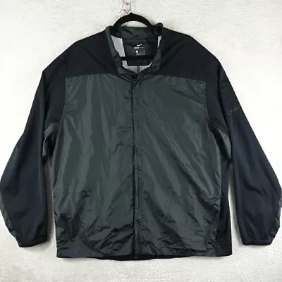 Nike Shield Jacket Windbreaker Mens Black Size XXL 2XL Zip Light Soft Sports • $32.95