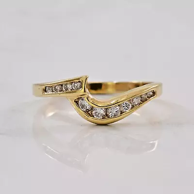 0.20 TW Round Brilliant Cut CZ Stone Contour Channel Set Band 10K Yellow Gold 7 • $350