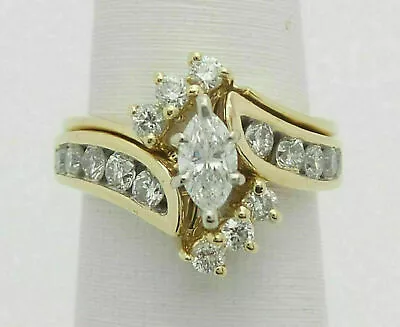 2.50 Ct Marquise Cut Diamond Halo Women Engagement  Ring 14K Yellow Gold Finish • $129.99