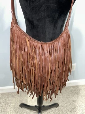 £21.76 • Buy Vtg Boho Faux Leather Purse Fringe Accents Shoulder Crossbody Bag Purse Western