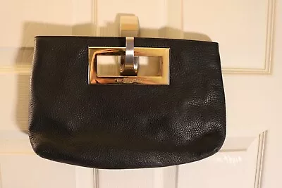 Michael Kors Gold/Black Leather Berkley Clutch Square Handle Bag • $45