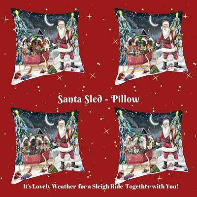 Christmas Santa Sled Dogs Cats Pet Photo Lovers Throw Decorative Pillow • $53.89