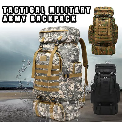 Military Army Tactical Rucksack Backpack Camping Hiking Trekking Bag Outdoor-80L • £16.14