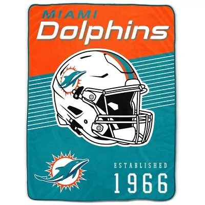 Miami Dolphins NFL 60  X 80  Helmet Stripes Royal Plush Blanket-F2002326790 • $54.95