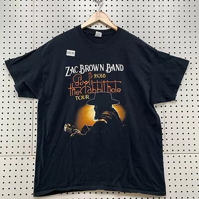 Zac Brown Band Shirt Mens Large Black 2018 Down The Rabbit Hole Music 22.5x29 • $18.99