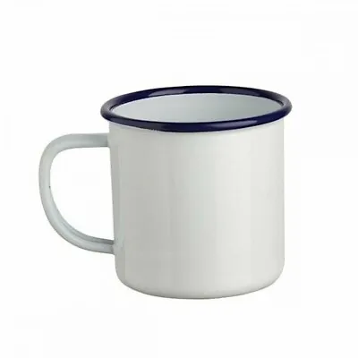 2 X White Enamel Tea Mug Falcon 8cm 284ml Drinking Cup Camping Hiking Home Mug • £9.99