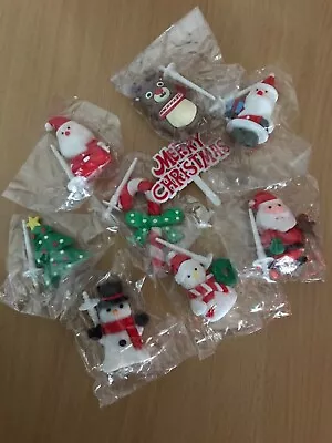 Set Of 9 Christmas Cake Decorations SANTASSNOWMANTREEMERRY CHRISTMASRUDOLPH • £7.99