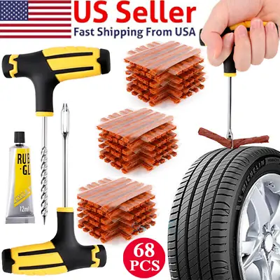 63pc Tire Repair Kit DIY Flat Tire Repair Car Truck Motorcycle Home Plug Patch • $8.49