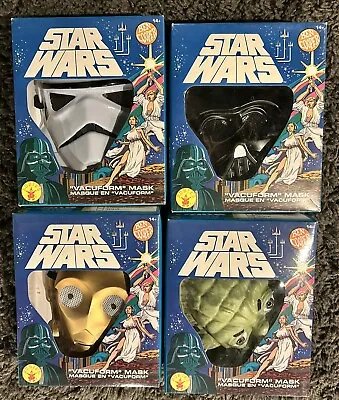 Star Wars Ben Cooper Rubie Retro Masks - Set Of 4 Vader Yoda C3PO Stormtrooper • $44.99