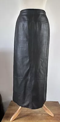 MARKS AND SPENCER Faux Leather Midi Pencil Skirt UK14 • £10