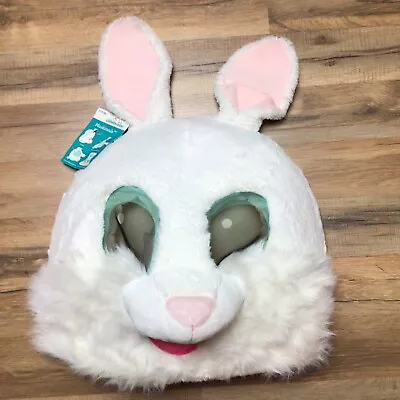 Maskimals BUNNY RABBIT Easter Bunny Full Head MASK White Faux Fur Mascot • $14.95