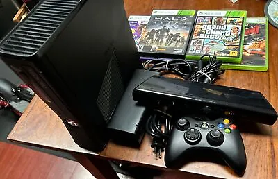 Microsoft Xbox 360 Slim 250GB HDD Black Console With Kinect WORKING!!! • $160