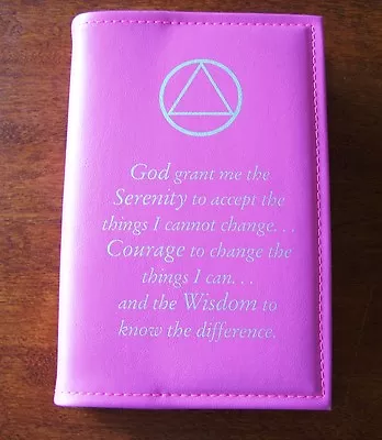 Alcoholics Anonymous AA Big Book Cover Serenity Prayer Symbol Pink • $19.80