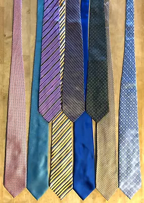 Name Brand Extra Long Silk Neckties Ties Lot Of 9 - Geoffrey Beene Roundtree • $35