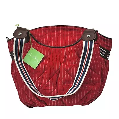 New Vera Bradley Carry-All Tote Red W/ White Stripes Purse Bag • $34.98