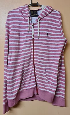 Musto Jacket Pink White Stripe Hooded Cotton Full Zip Size 10 • £29.95