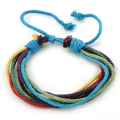 Unisex Multicoloured Multi Cotton Cord Friendship Bracelet - Adjustable • £5.99