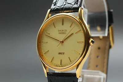 [Near MINT] Seiko Dolce 8J41-6100 Gold Quartz Round Mens Vintage Watch JAPAN • $109.99