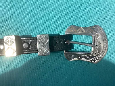 Excellent Hand Tooled VOGT Sterling Silver Buckled Ranger Belt • $198