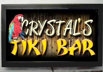 TIKI BAR Sign LED LIGHTED  PARROT CUSTOM  BAR SIGN / PERSONALIZED Great Gift • $75.95