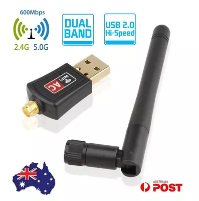 $30.32 • Buy 600Mbps USB WiFi Adapter Wireless Dongle Dual Band 2.4GHz/5GHz For PC Laptop AU