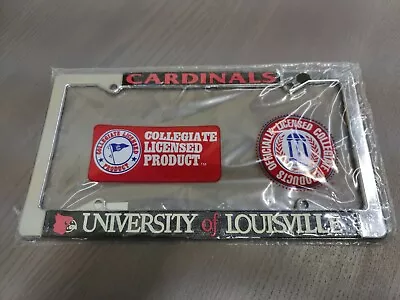 Officially Licensed Louisville Cardinals Chrome Team Name License Plate Frame • $11.95