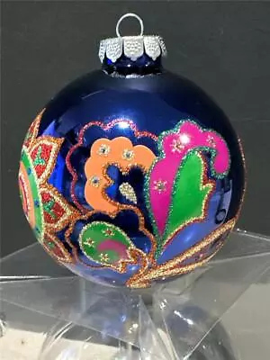 Vera Bradley Venetian Paisley 2013 Purple Glitter Painted Ornament In Box • $11.99