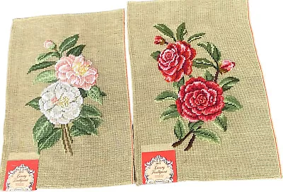 Lot Of 2 Floral Panels PreWorked VTG NOS Dritz Scoville Needlepoint 12X 18” • $58.88