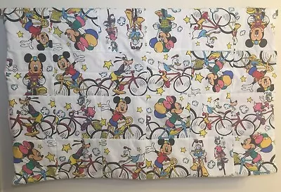 36 X29  Handmade Disney Mickey Mouse Vtg Sheet Fabric Thin Baby Comforter Quilt • $21.95